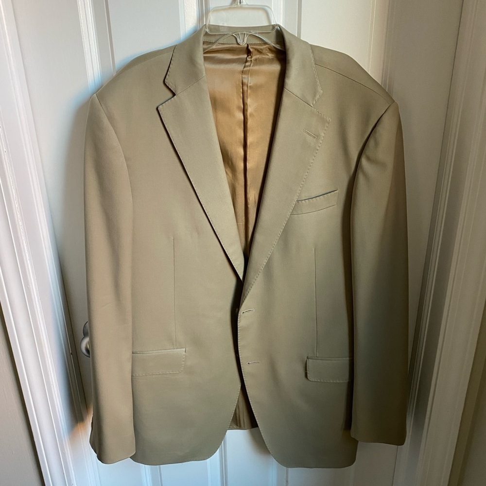 Samuelsohn SB Gable Performance 100% Wool Tan Suit 42/36 TALL